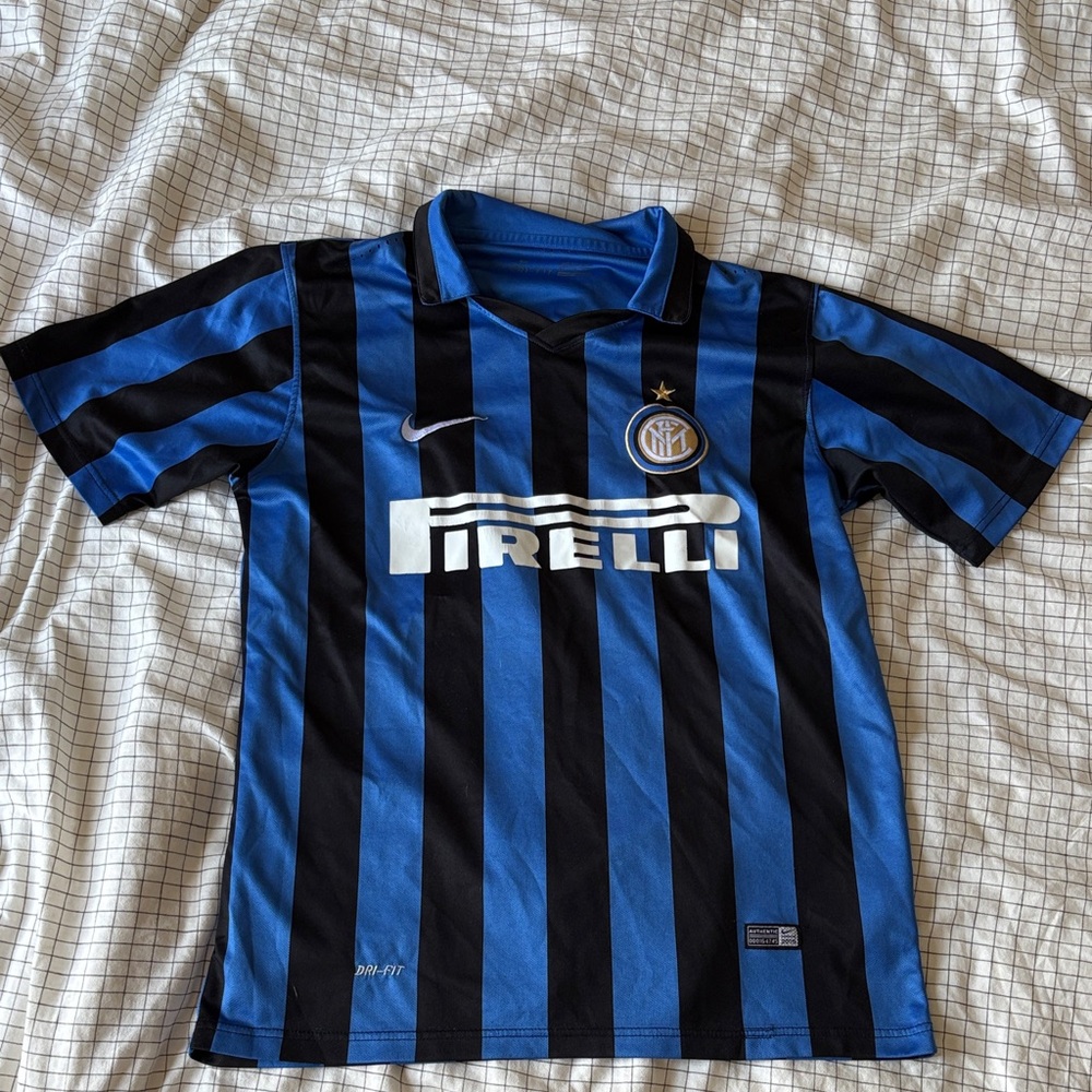 Nike Black & Blue Inter Milan Home Soccer Jersey with Pirelli Logo